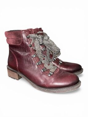 Women’s Sam Edelman Darrah Burgundy Suede and Leather Hiking Boots -Size 8
